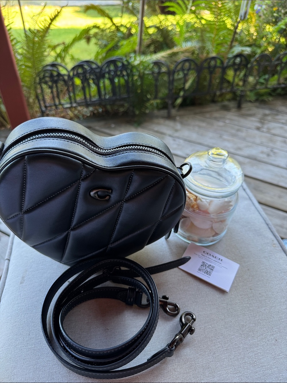 Coach Black New Quilted Heart Mini Crossbody